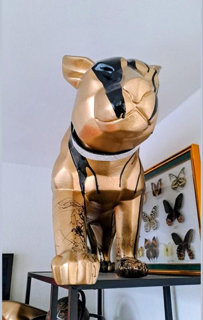Gouden Panter Beeld - Kracht & Luxe met Diamanten Halsband, Kunststof, Ophalen of Verzenden, 1 meter - 2 meter, Beeld
