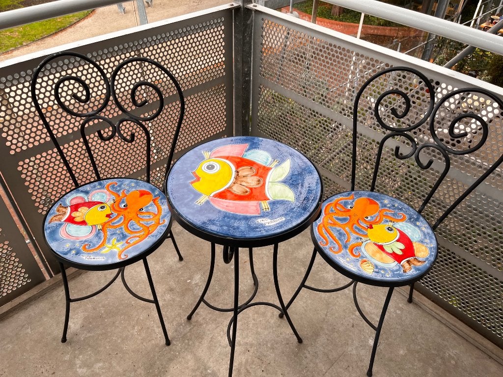 Bistro set Nino Parrucca, Overige materialen, Zo goed als nieuw, Tuinset, Eettafel