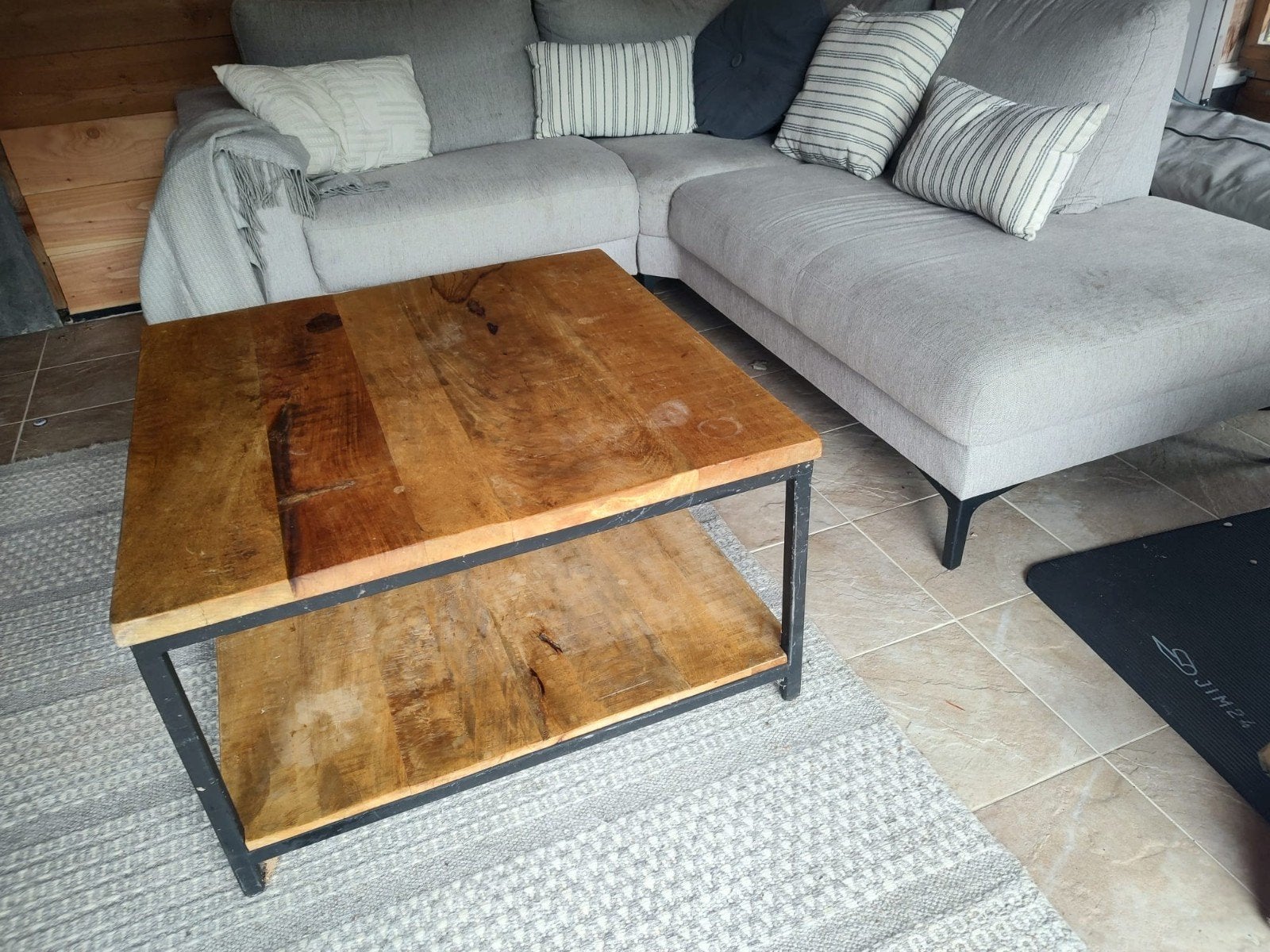 Salontafel mangohout met stalen poten 80x80x45cm, Ophalen