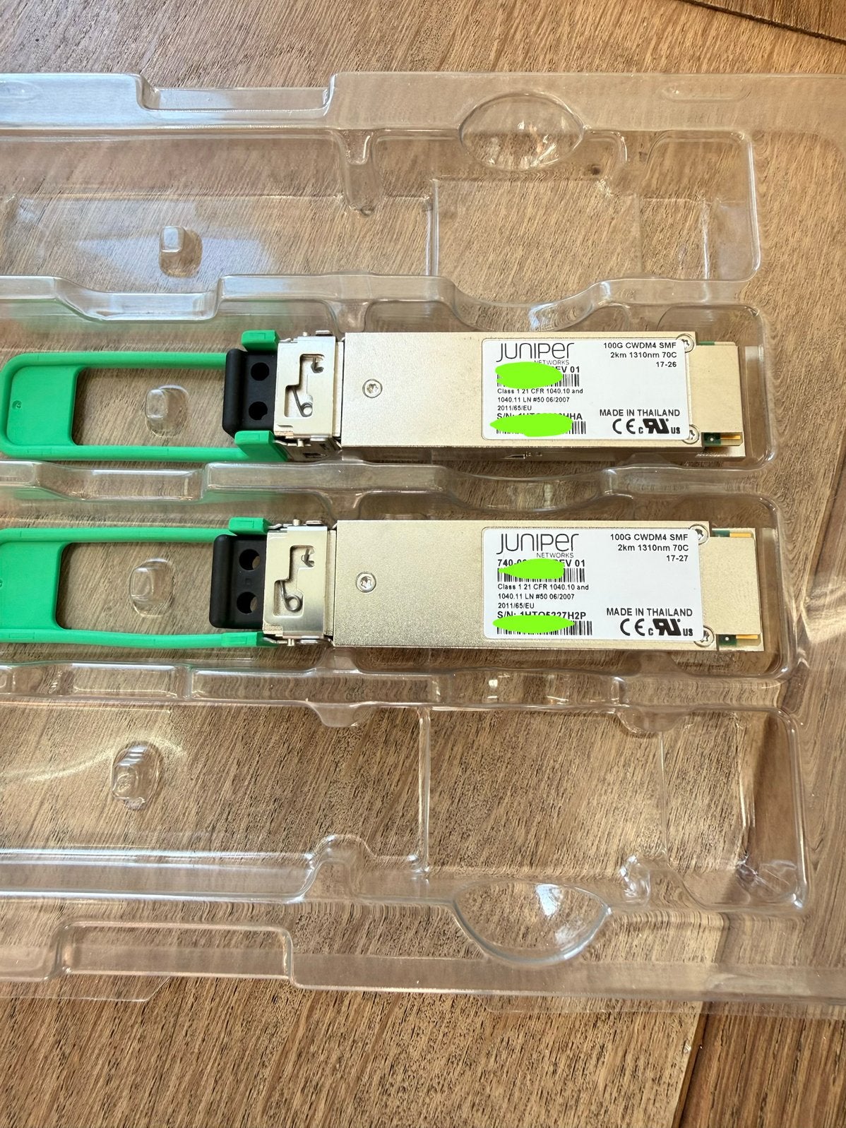 2x Juniper optics 100G CWDM4 SMF 2km 1310nm 70C, Ophalen of Verzenden, Zo goed als nieuw