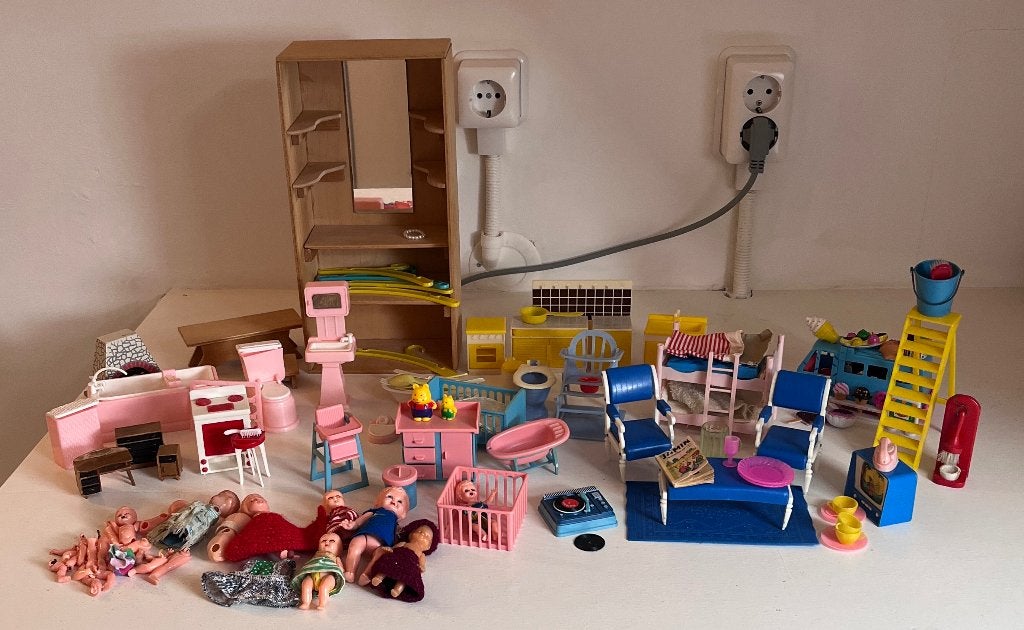 Poppenhuis spulletjes jaren 60, Ophalen of Verzenden, Gebruikt, Poppenhuis