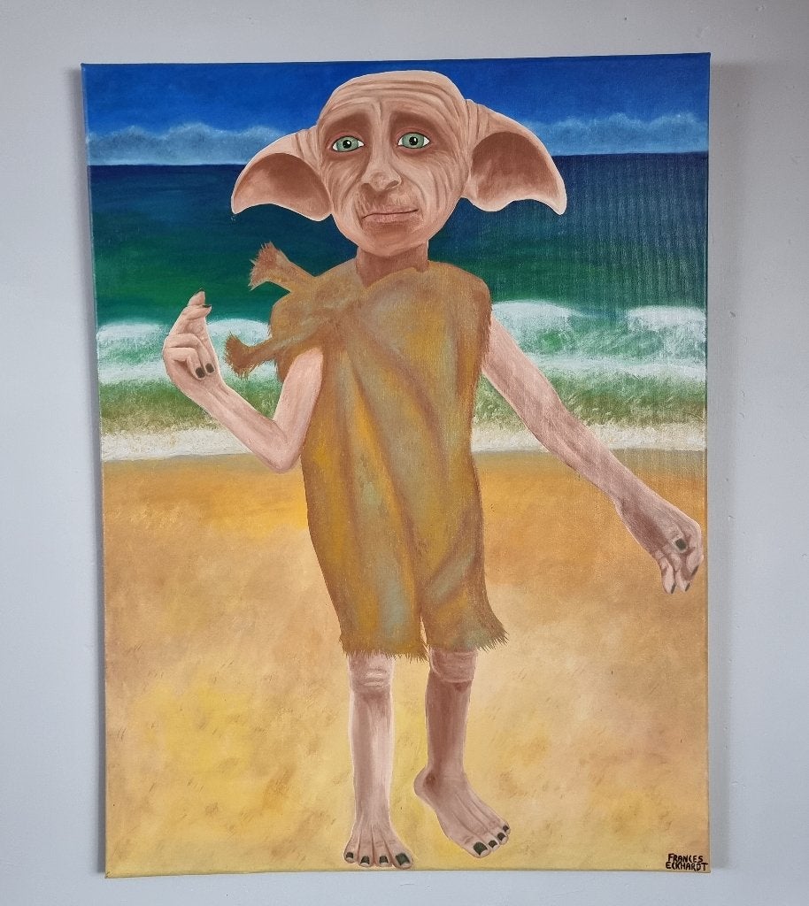 handgeschilderd Harry Potter Dobby schilderij 60x80, Ophalen, Handgeschilderd, Acrylverf, Film