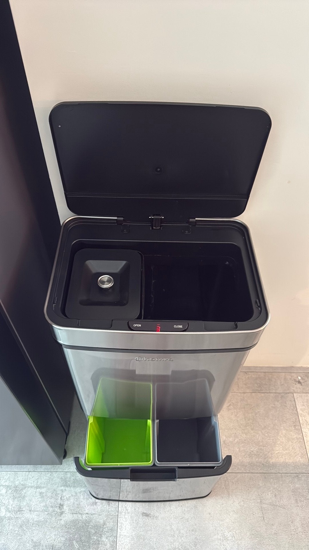 Homra Nexo 72L sensor prullenbak 3 vaks., Huis en Inrichting, Ophalen, 40 liter of meer, Zo goed als nieuw, Metaal
