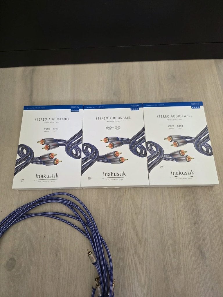 3x Inakustik premium RCA kabel - 1,5 meter Z.G.A.N. -6 stuks, Ophalen of Verzenden, Zo goed als nieuw, Minder dan 2 meter, Interlink-kabel