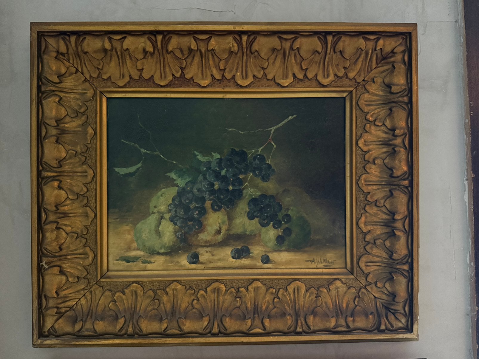 52x44cm antiek schilderij stilleven gouden kader 19e eeuw, Antiek en Kunst, Ophalen