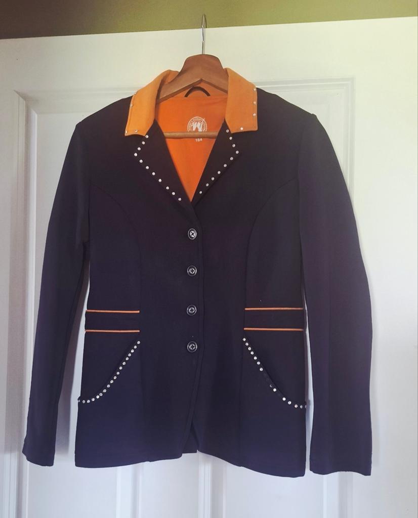 Horka wedstrijdjasje donkerblauw /oranje en Glitters, Dieren en Toebehoren, Ophalen, Dressuur, Bovenkleding