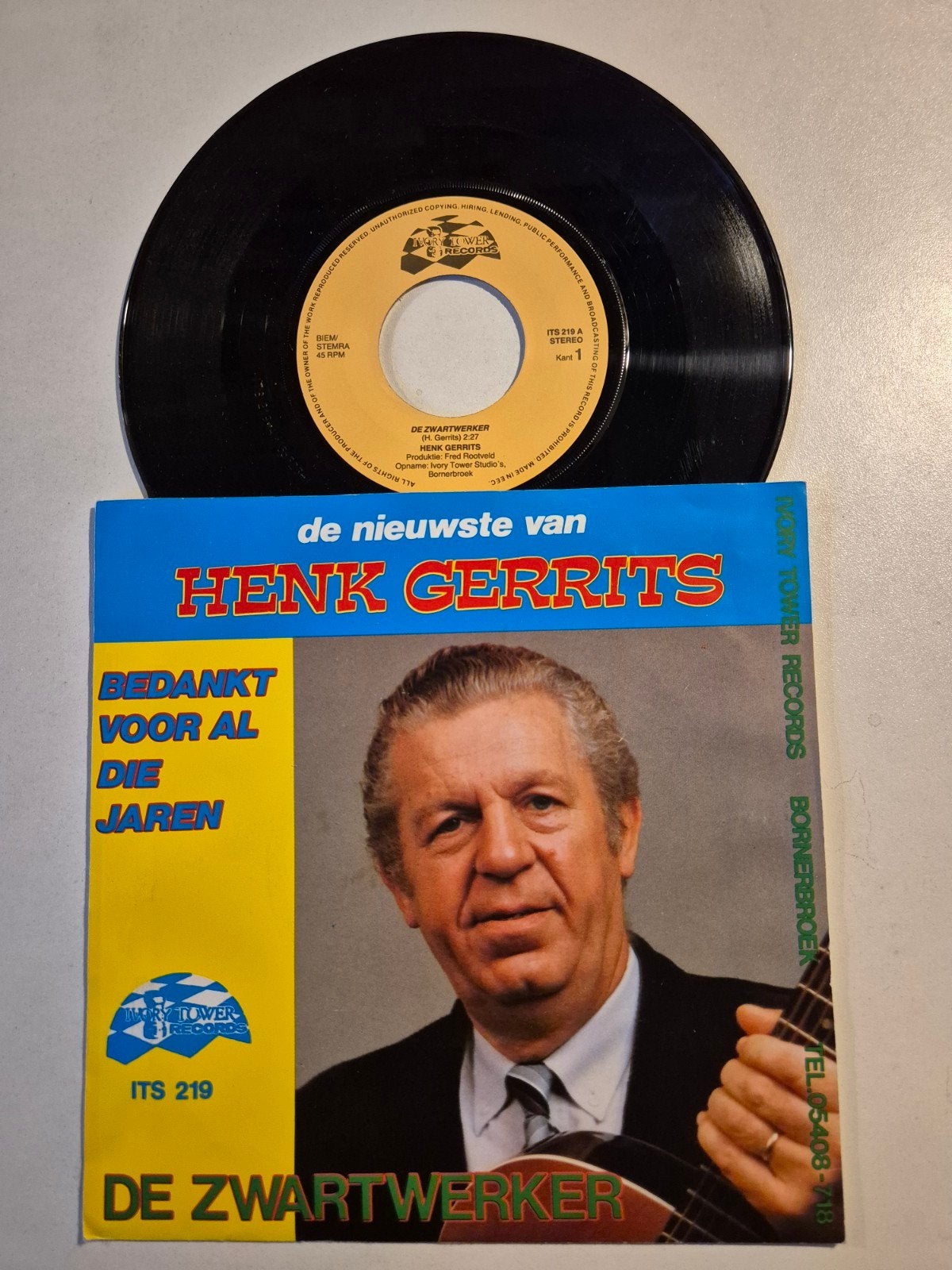 Henk Gerrits-De Zwartwerker, Cd's en Dvd's, Vinyl Singles, 7 inch, Single, Ophalen of Verzenden, Zo goed als nieuw