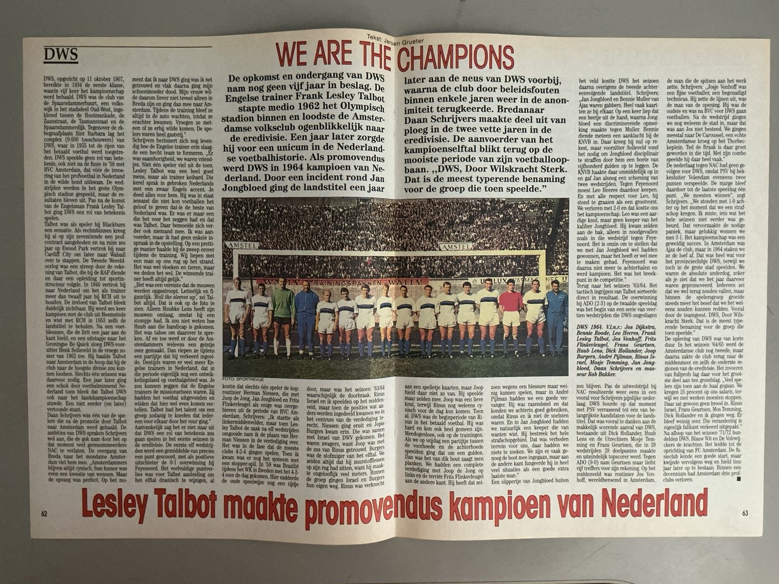 Voetbal artikel We are the Champions DWS, Ophalen of Verzenden, Knipsel(s)