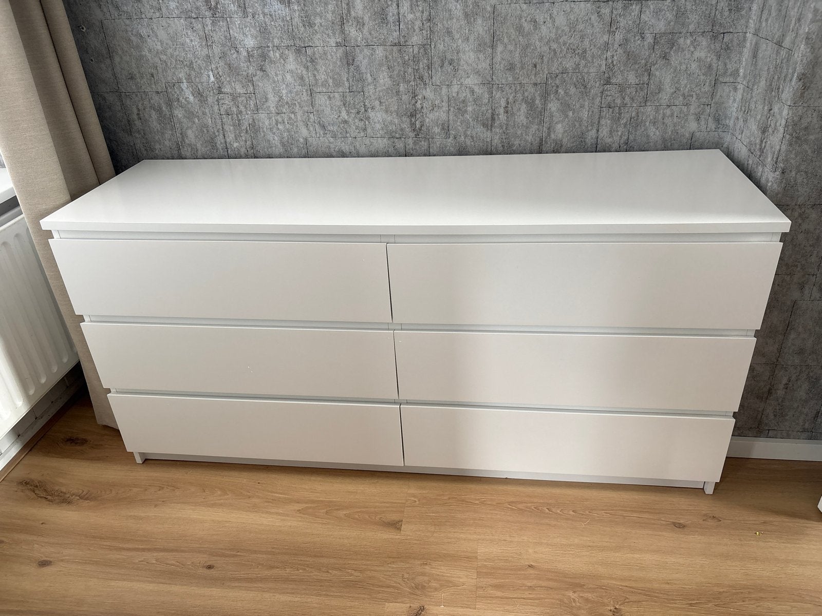 IKEA Malm Ladekast Wit - 140x47x75cm, Ophalen, Gebruikt, 100 tot 150 cm, 5 laden of meer