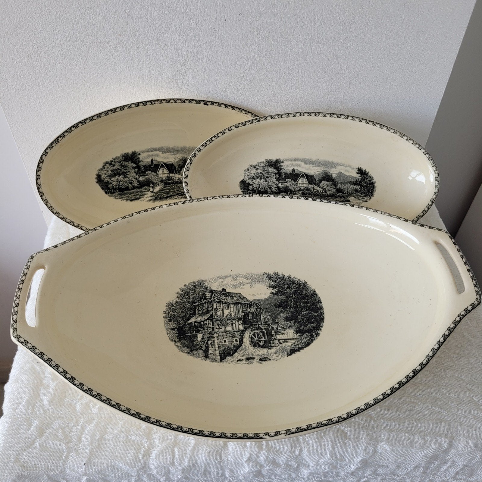 Societe ceramique Maestricht "Landschap" schalen x3, Ophalen of Verzenden
