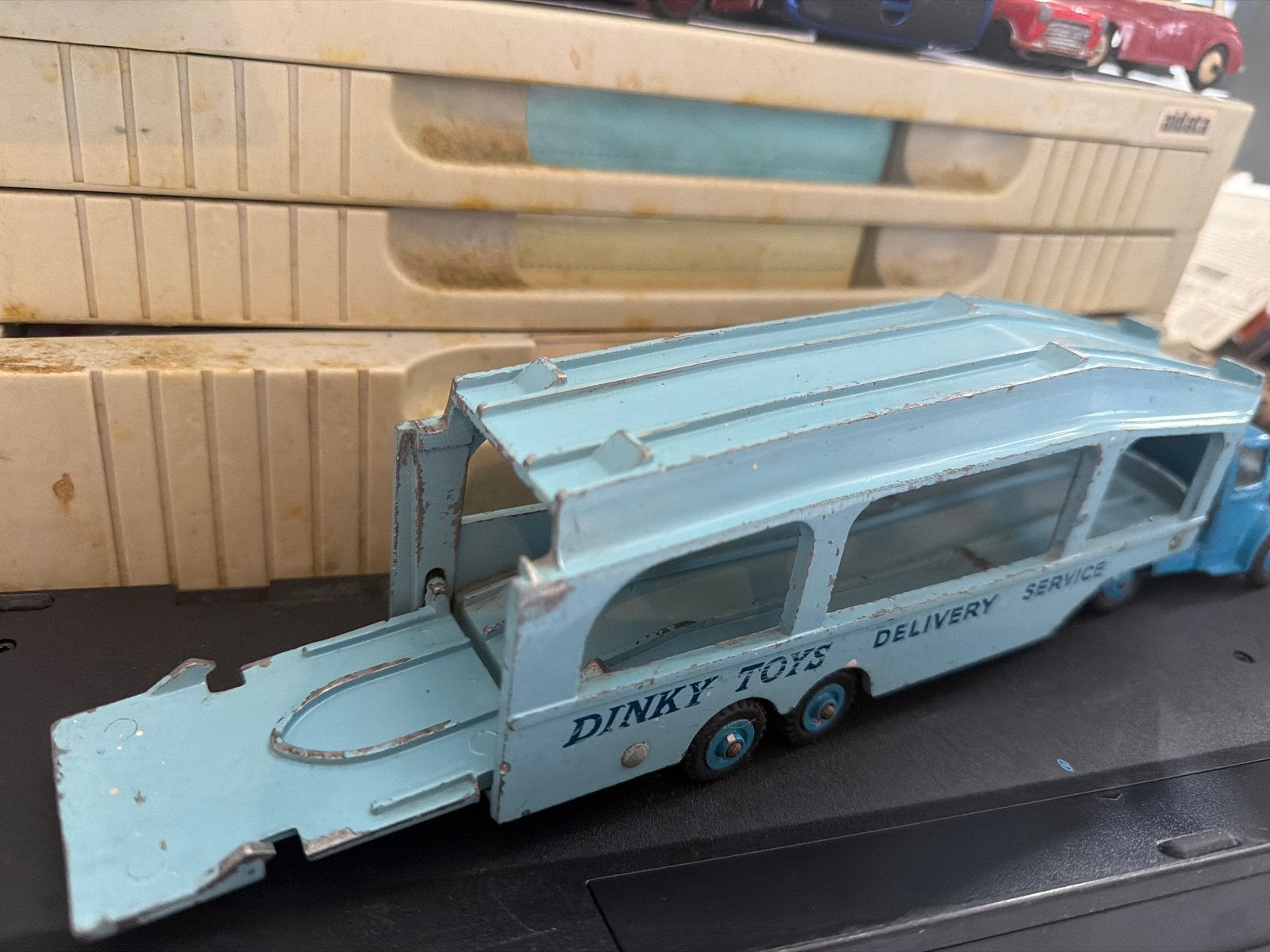 Dinky Toys Bedford 1/43 Pullmore Autotransporter, Gebruikt, Dinky Toys, Ophalen of Verzenden, X
