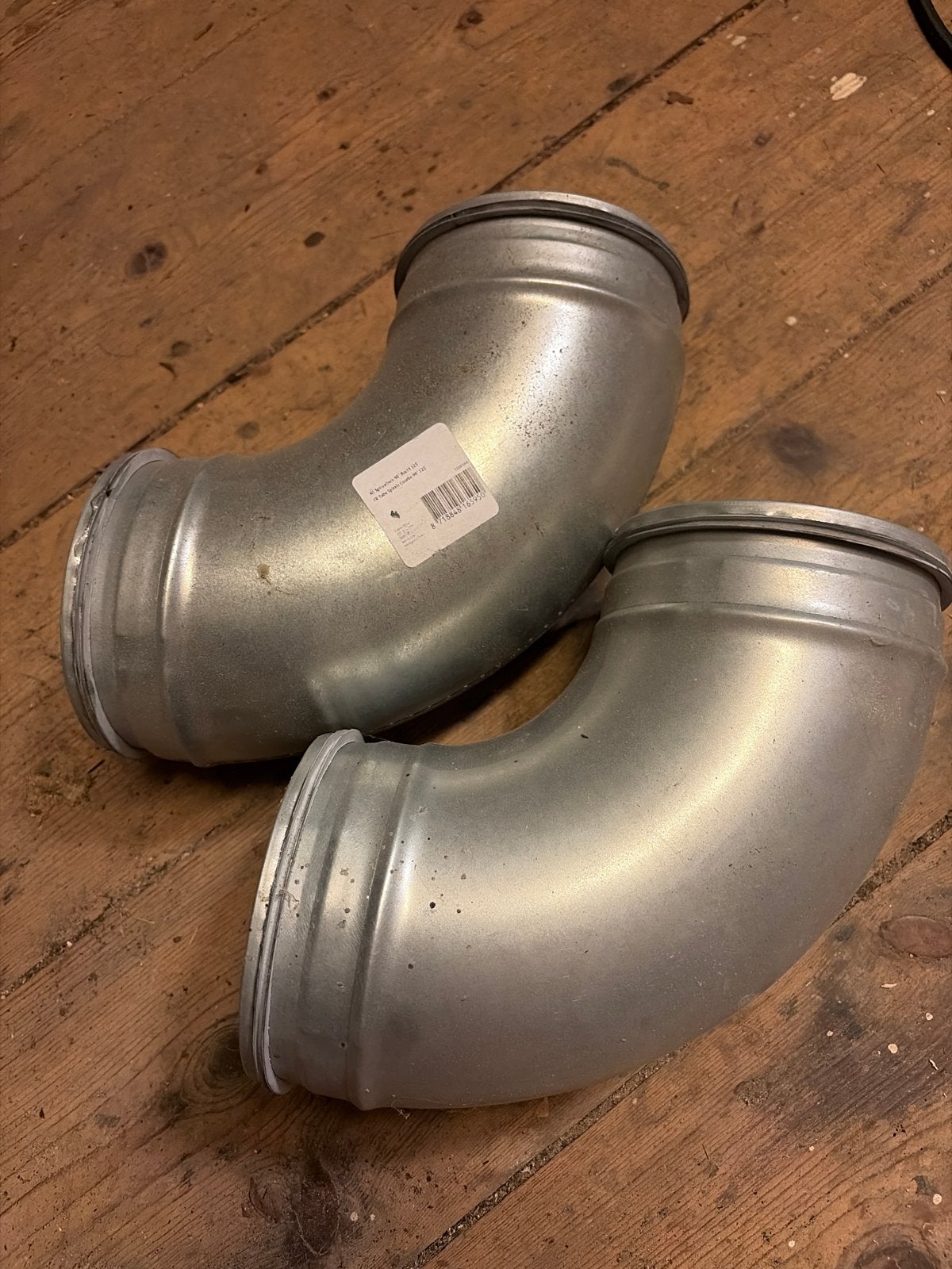 2x Spiraalbuis bocht 90 graden 125mm zo goed als nieuw, Doe-het-zelf en Verbouw, Ventilatie en Afzuiging, Ophalen, Zo goed als nieuw
