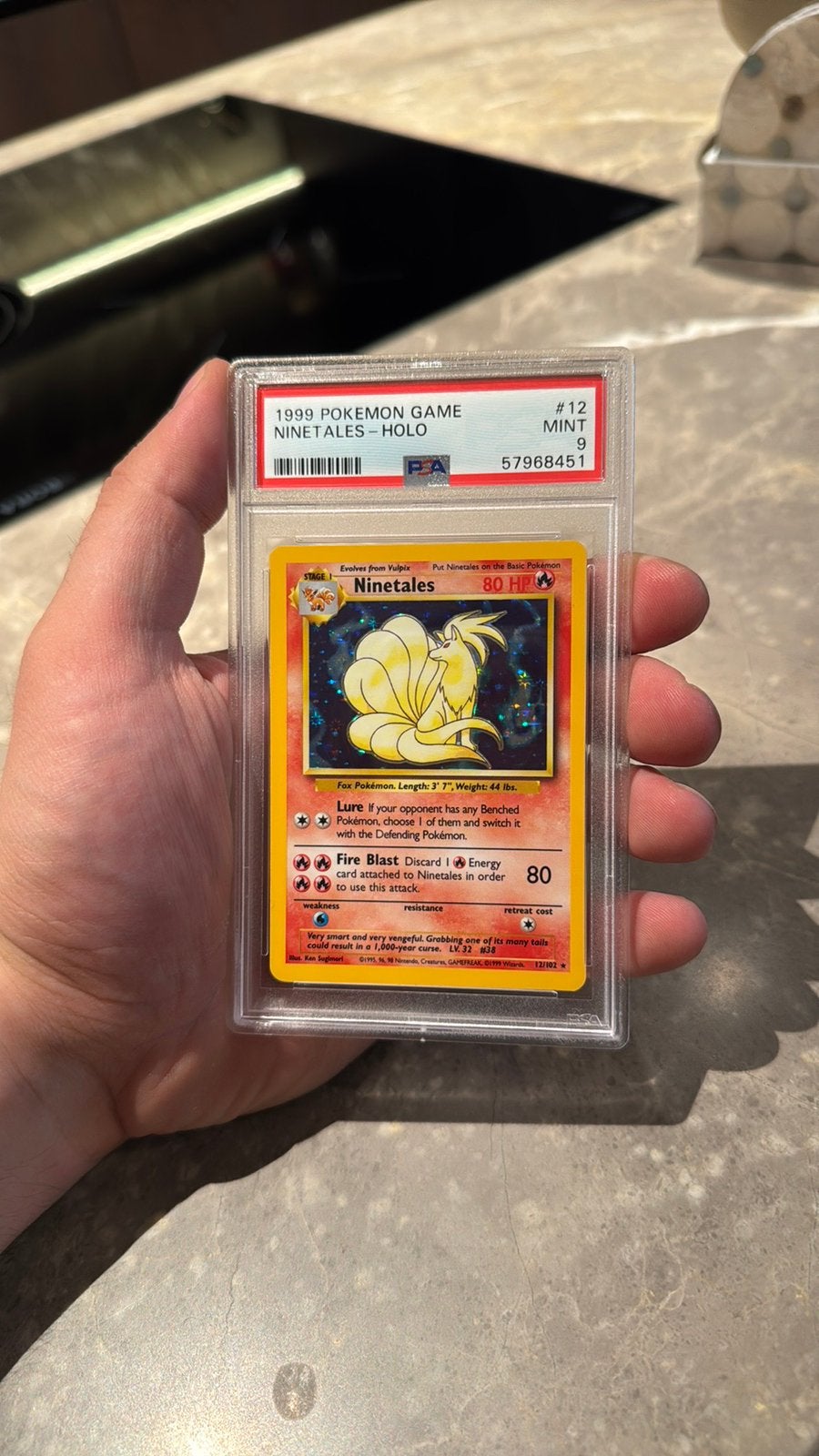 Pokemon Base Ninetales Holo PSA 9, Ophalen of Verzenden, Zo goed als nieuw