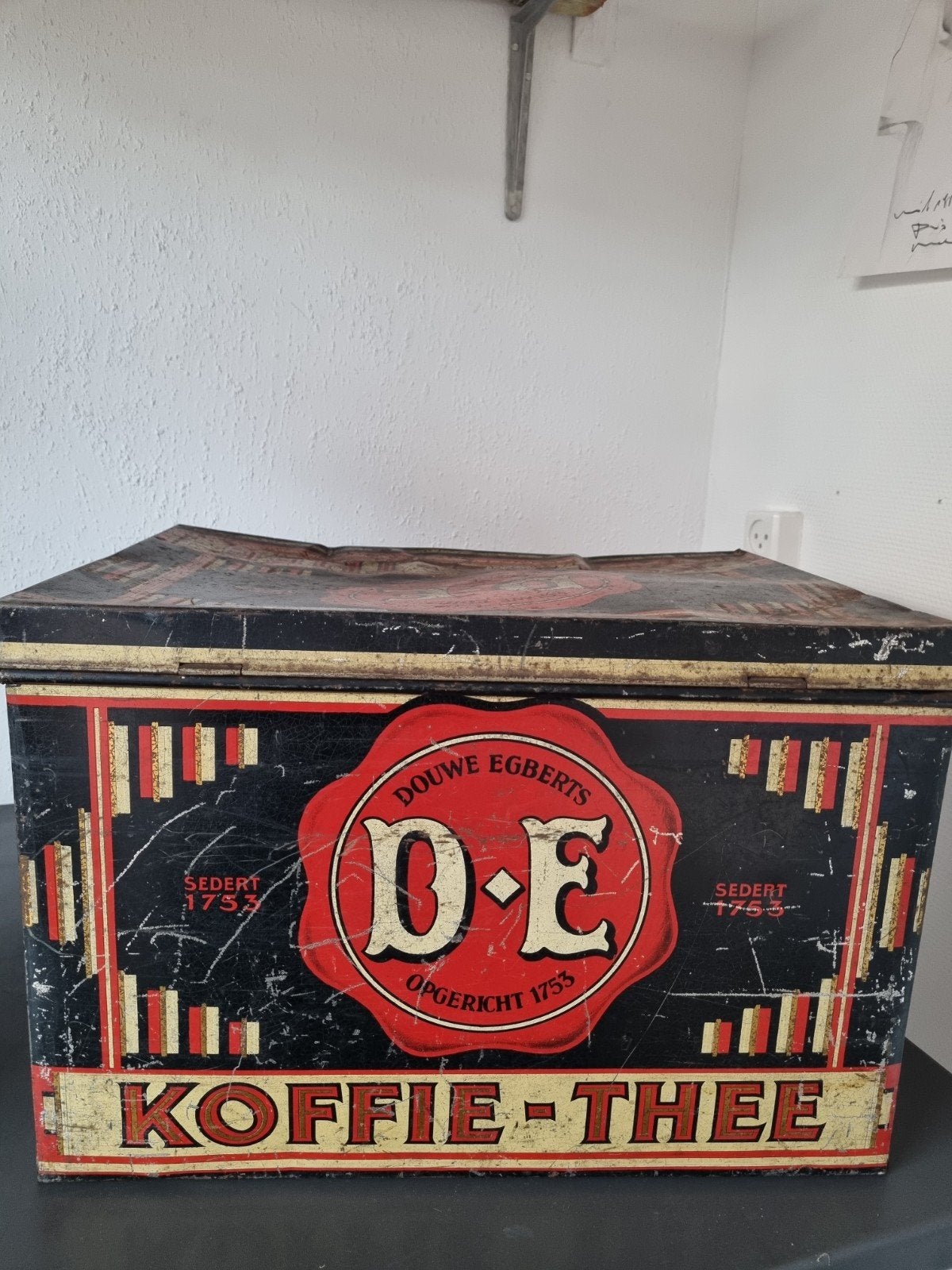 Groot Vintage Douwe Egberts Voorraadblik Koffie-Thee, Ophalen