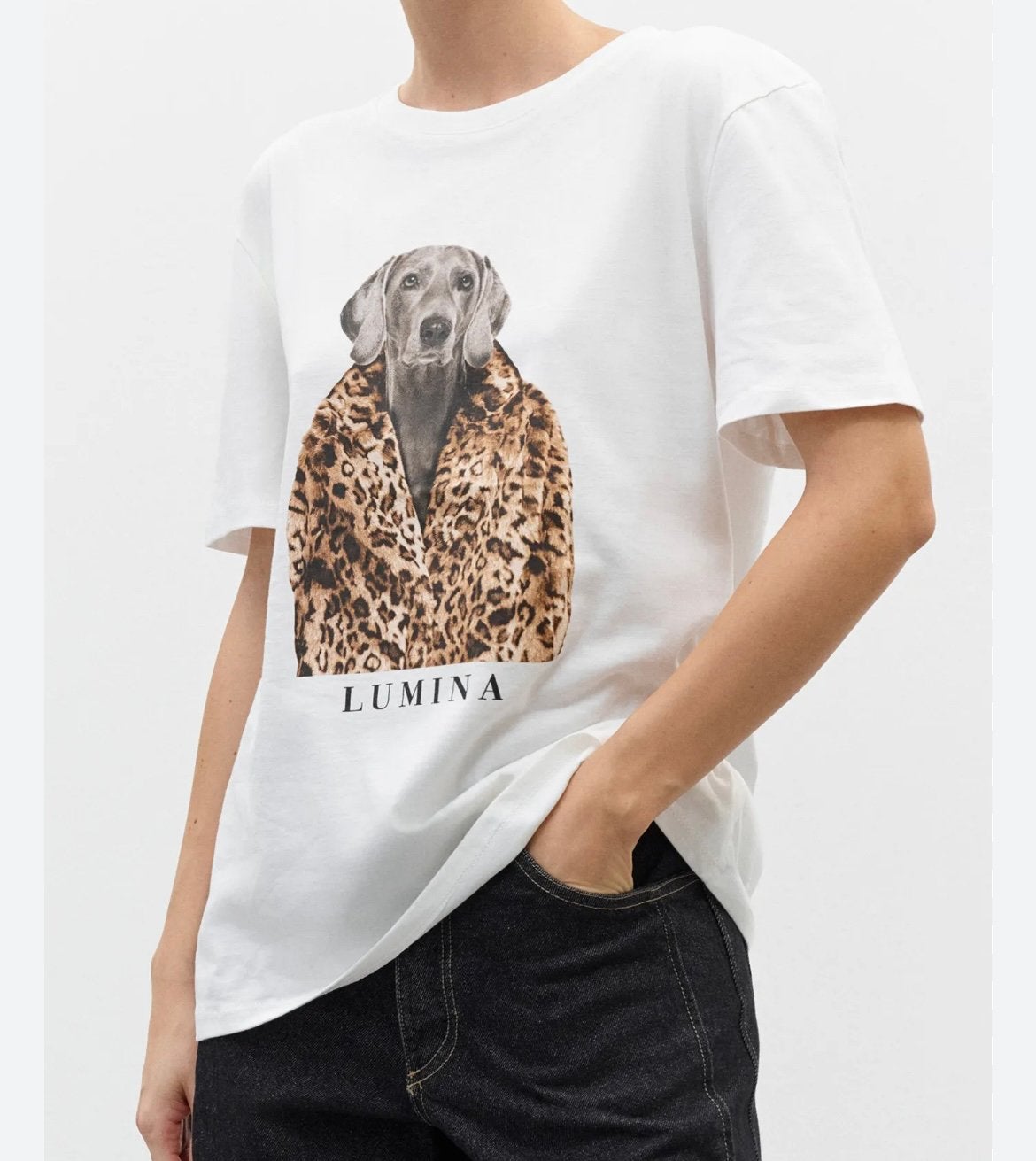 LUMINA losvallend shirt offwhite met print hond mt TU, Prato, Italie, -, Verzenden, Nieuw