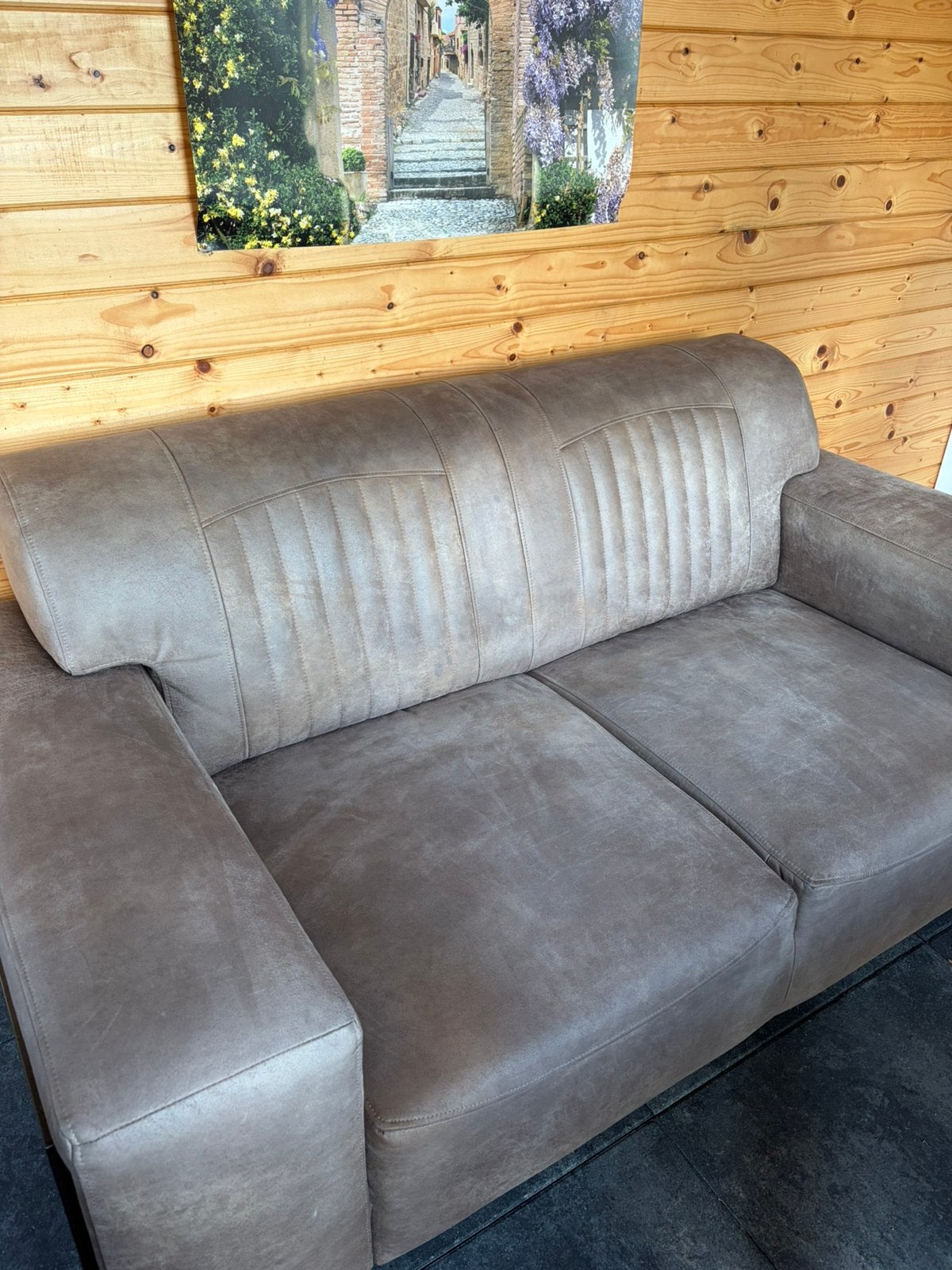 Suede stof bank, Ophalen, Gebruikt, 150 tot 200 cm, Tweepersoons