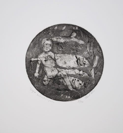 Felice Storti - Visvangst - Ets Handgesign., Verzenden