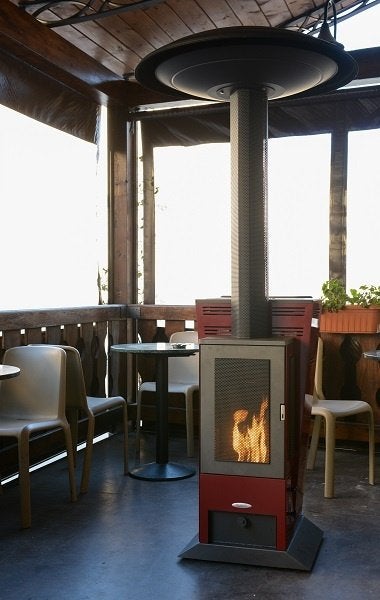 Stroomloze pellet-terrasverwarming: de Laminox HotSpot 13 kW, Tuin en Terras, Ophalen of Verzenden, Zo goed als nieuw