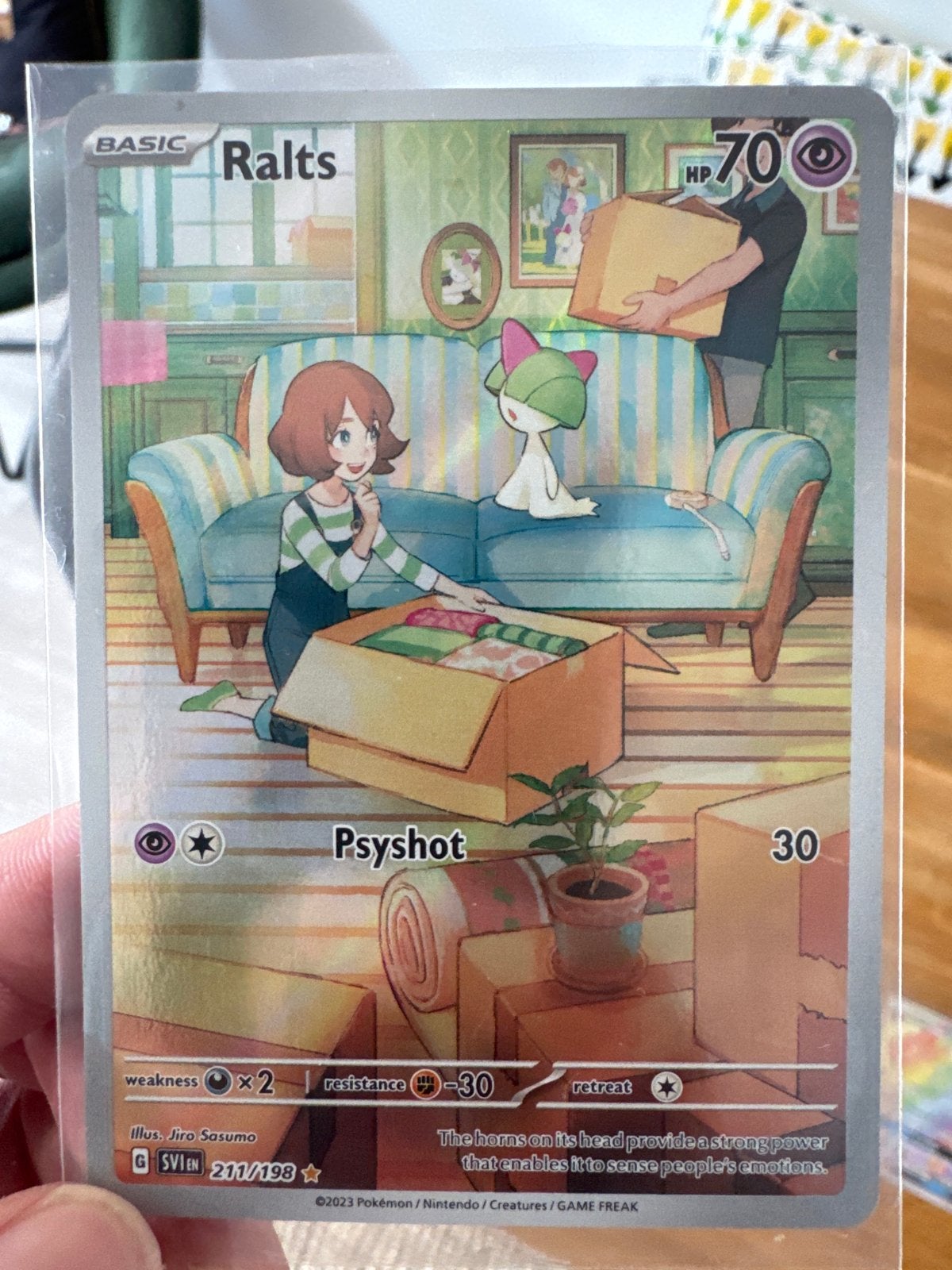 Pokémon Kaart Ralts 211/198 SV:EN Full Art, Ophalen of Verzenden, Zo goed als nieuw, Losse kaart