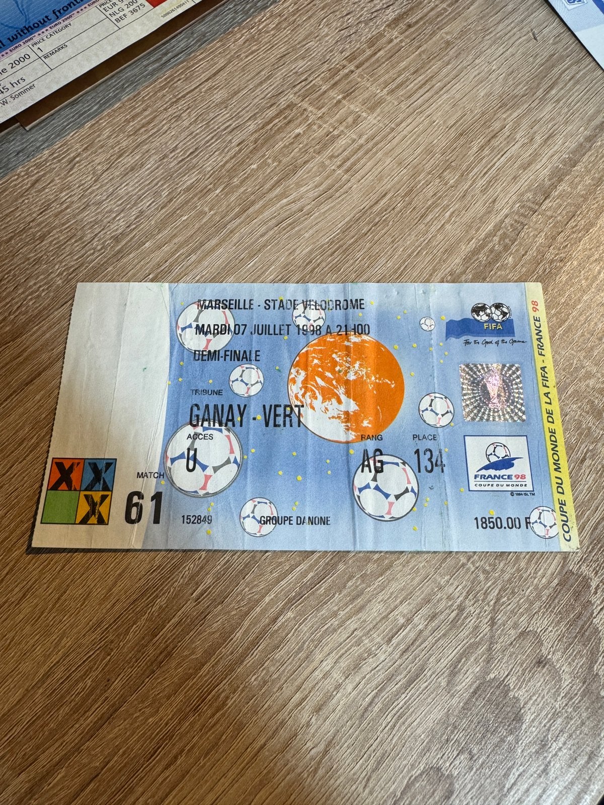 WK98 Brazilië - Nederland Ticket, Ophalen of Verzenden, Gebruikt, Overige binnenlandse clubs