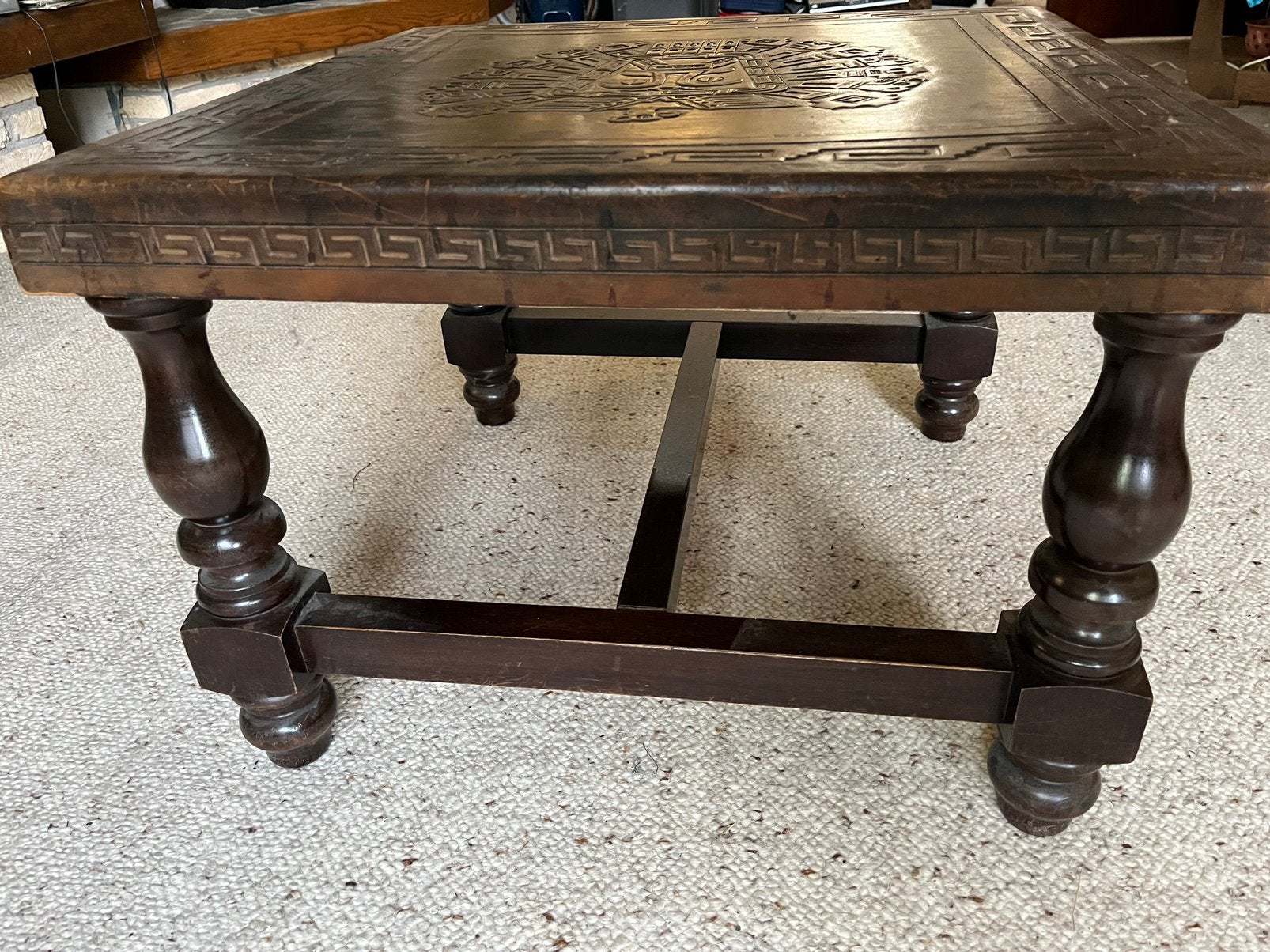 Salontafel Bovenkant Leer Zuid-Amerika Inca Oppergod, Ophalen, 100 tot 150 cm, 50 tot 100 cm, Zo goed als nieuw