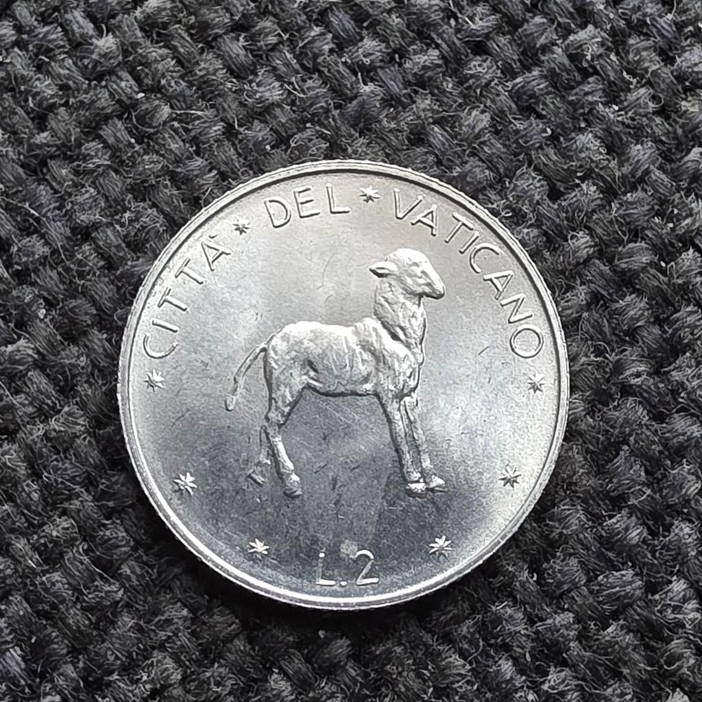 Vaticaan 2 lire 1974 munt, Ophalen of Verzenden, Overige landen, Losse munt