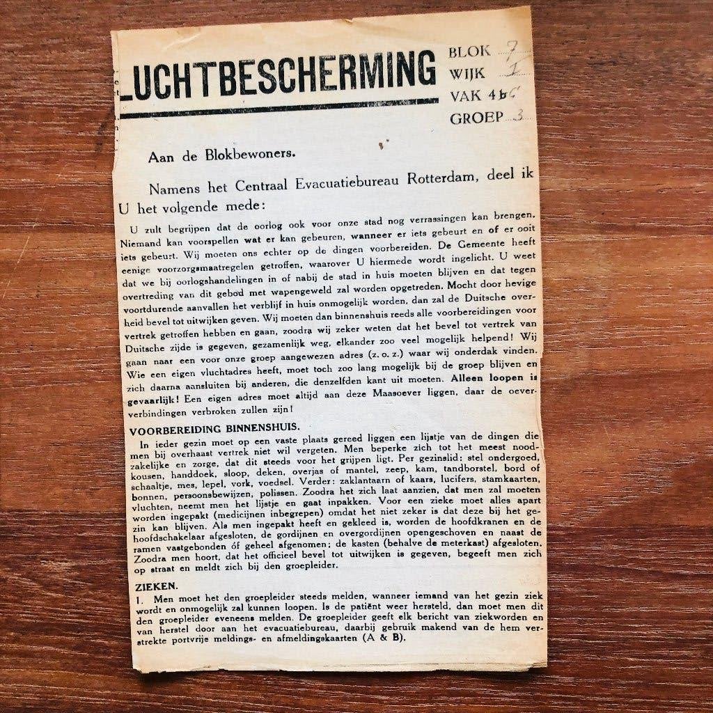 Zelf- en luchtbescherming Rotterdam, Blok 7, wijk I, vak4c,, Verzamelen, Verzenden, Nederland