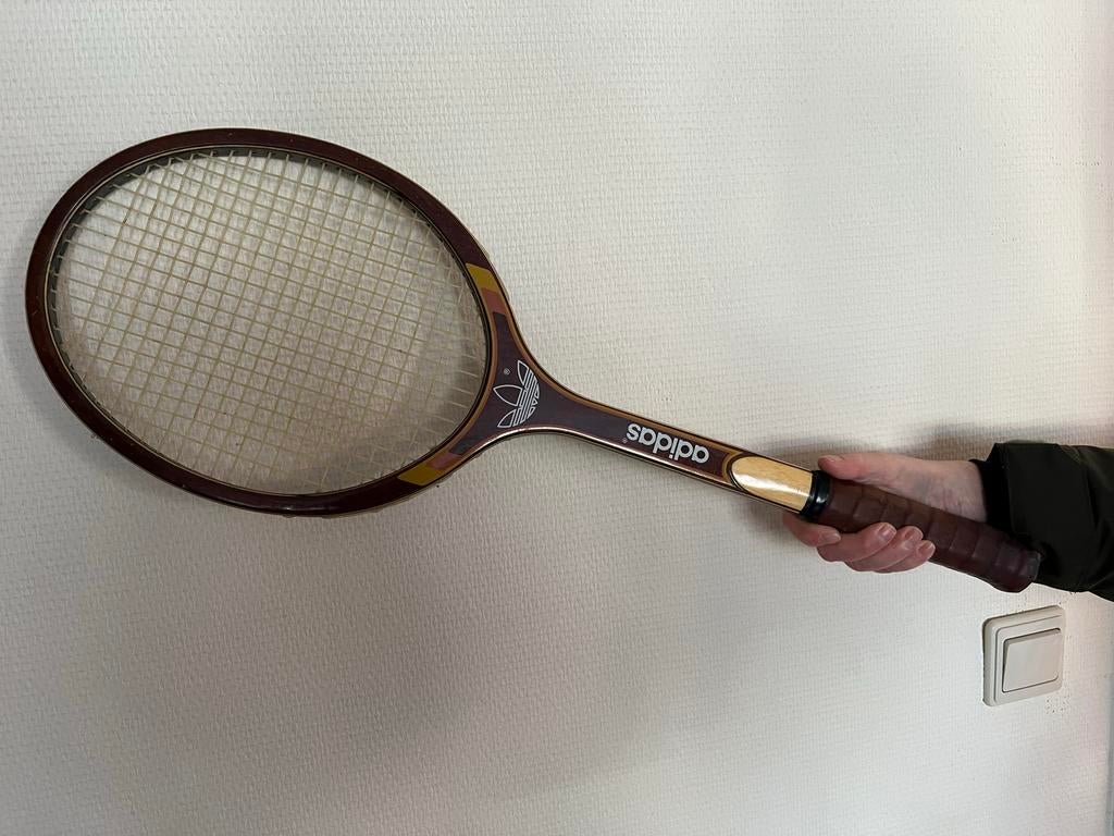 Vintage Adidas Monte Carlo houten Tennisracket, Zo goed als nieuw, Racket, L3, Ophalen