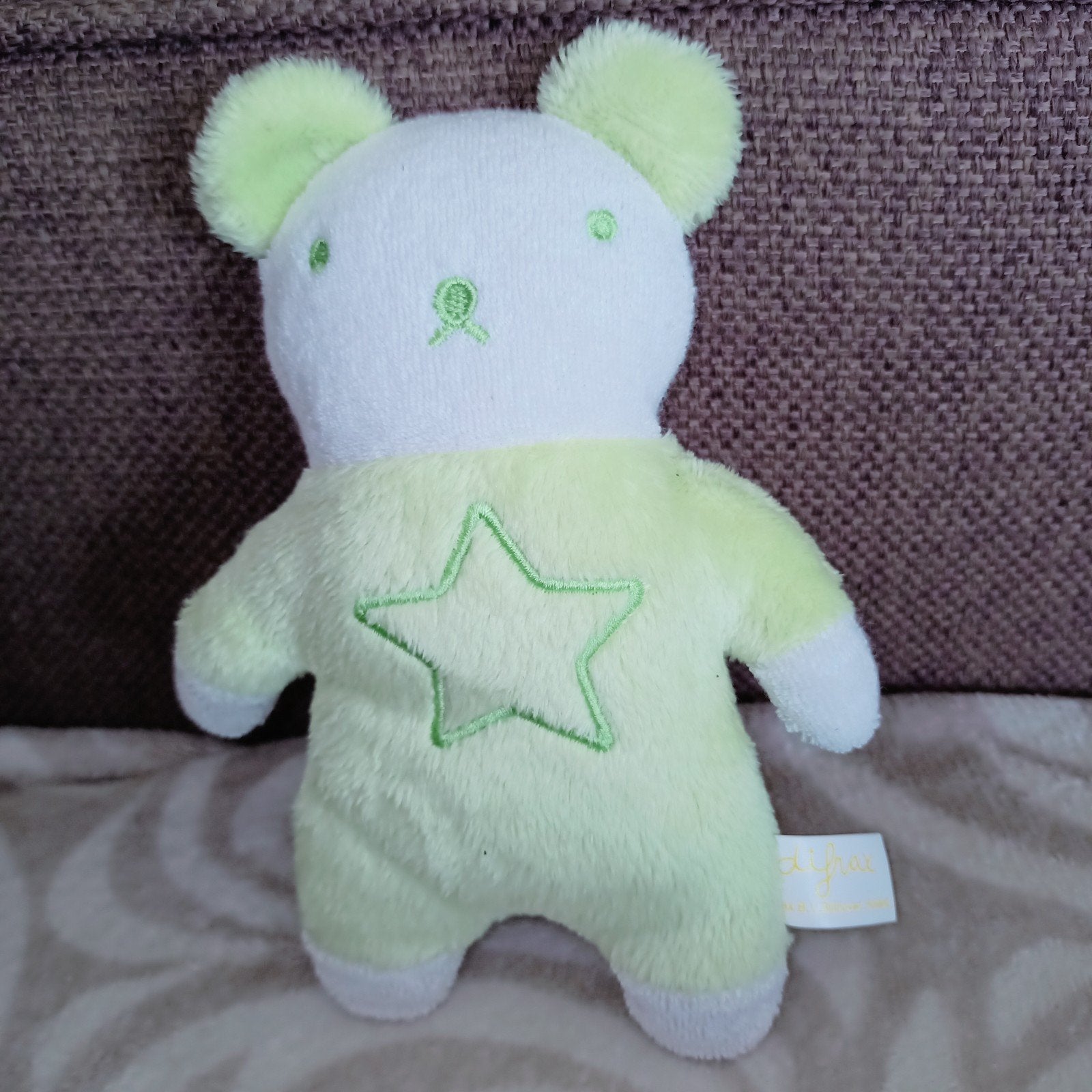Difrax mintgroen wit beertje., Kinderen en Baby's, Speelgoed | Knuffels en Pluche, Groen, Overige merken, Beer, Ophalen of Verzenden