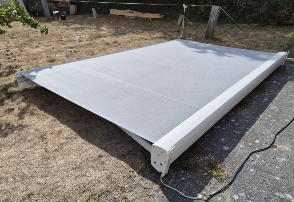 Verano knikarmscherm 400x250 cm elektrisch Somfy io, Ophalen, Gebruikt, Elektrisch, 150 tot 300 cm
