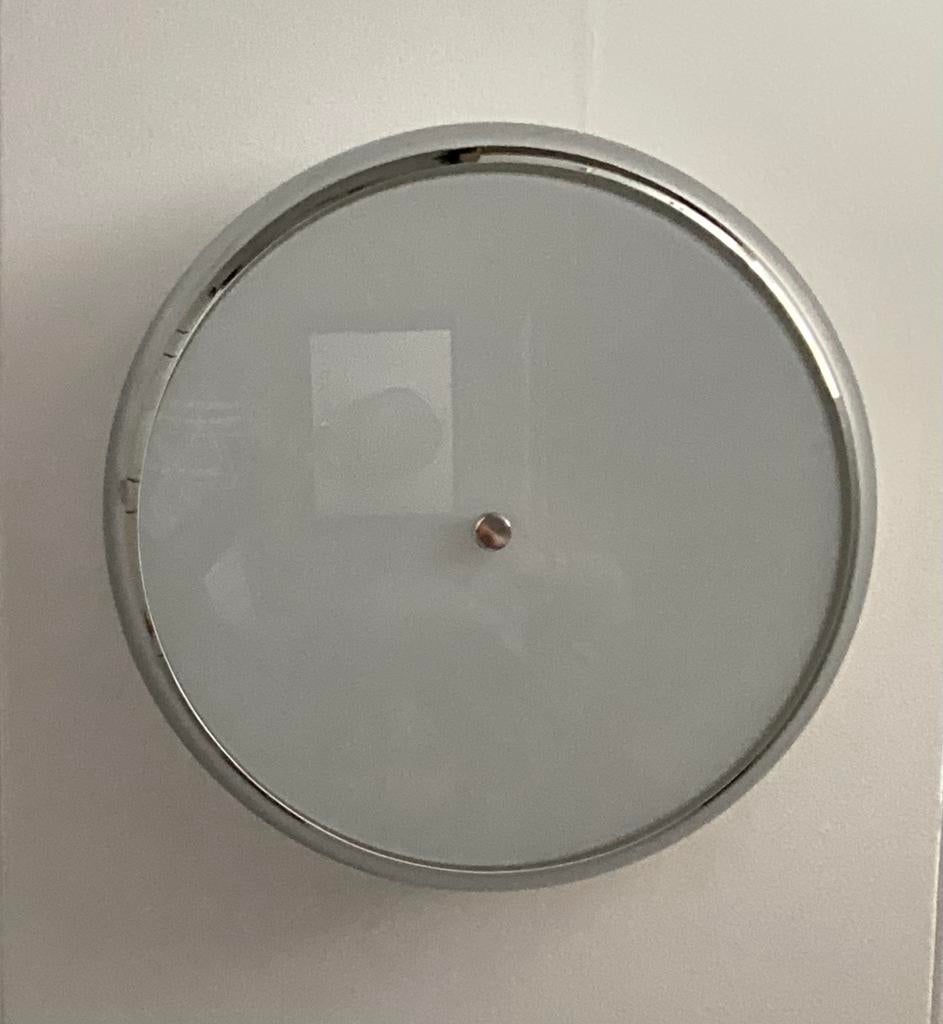 Moderne plafondlamp met glazen kap en metalen rand 2 stuks, Ophalen, Zo goed als nieuw, Glas