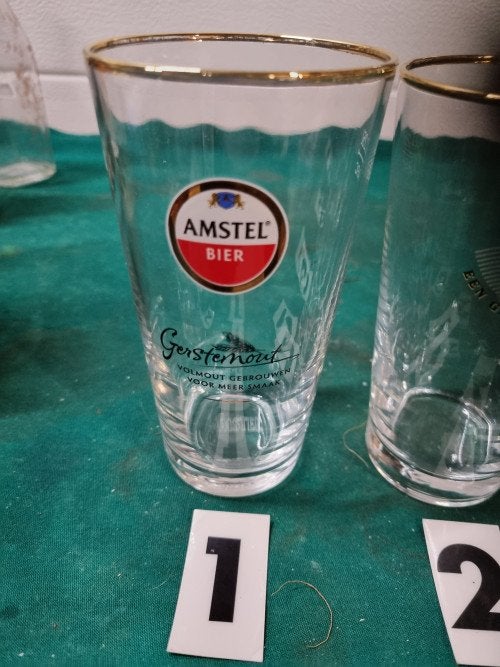 amstel bier glazen verschillende 4 stuks, Verzamelen, Ophalen of Verzenden, 'T Olde Gre-j, Info@toldegrej.nl, Endepoelstraat 20f Didam