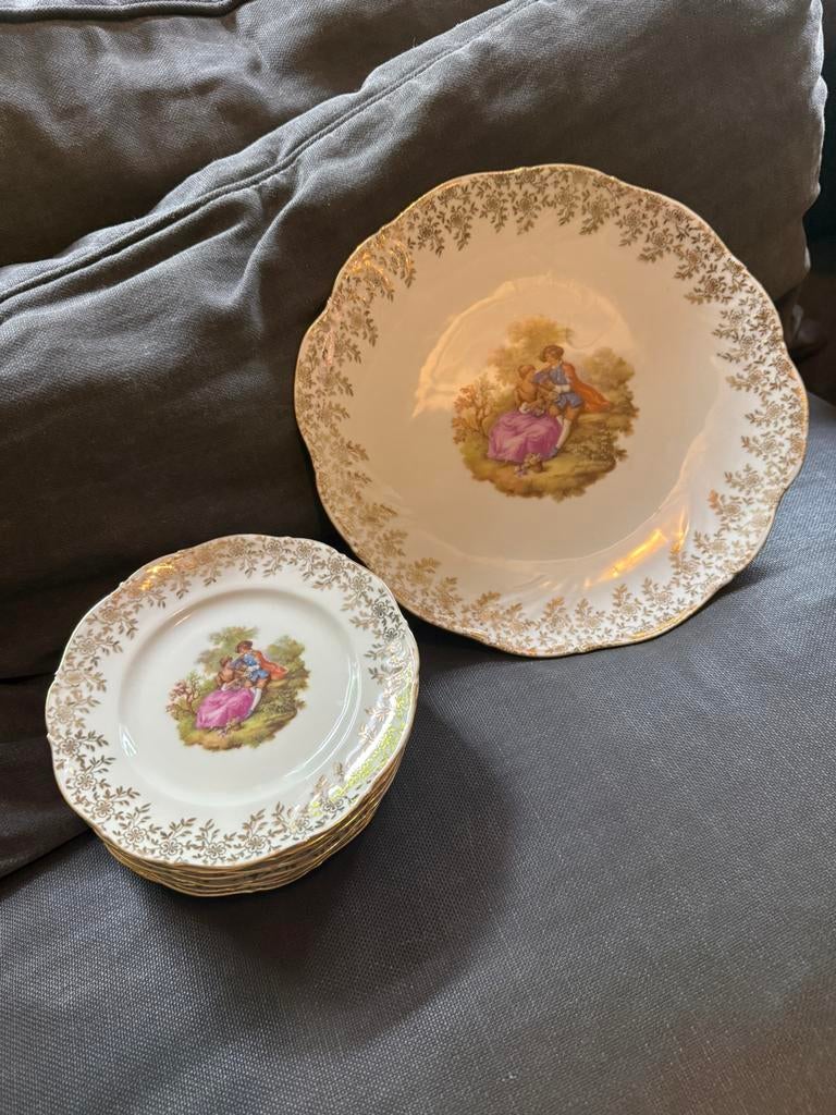 vintage Winterling Bavaria gebaksbordjes + dinerbord, Ophalen of Verzenden