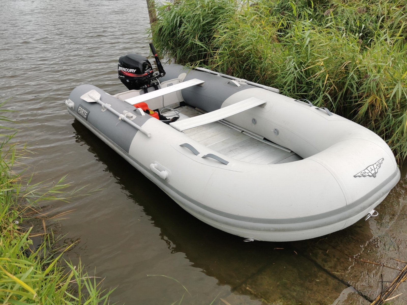 Rubberboot + Mercury 8 pk 4-takt, Ophalen, Buitenboordmotor, Aluminium, Mercury