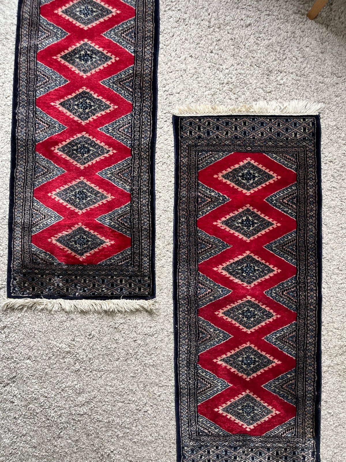 Set van 2 Perzische lopers - Rood met blauw patroon, Ophalen, Minder dan 50 cm, Gebruikt, 100 tot 150 cm