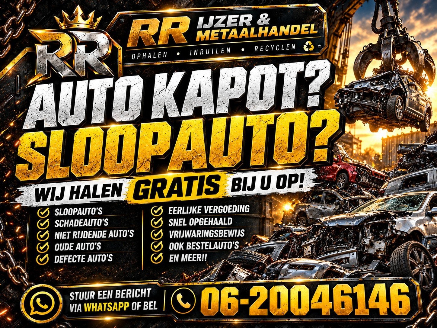 Wij geven een VERGOEDING voor U sloop of oude auto