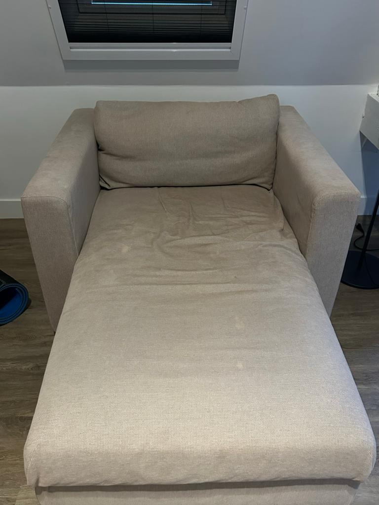 IKEA VIMLE chaise longue met opbergruimte - Beige/Lichttaupe, Ophalen, Gebruikt, Eenpersoons, Minder dan 150 cm