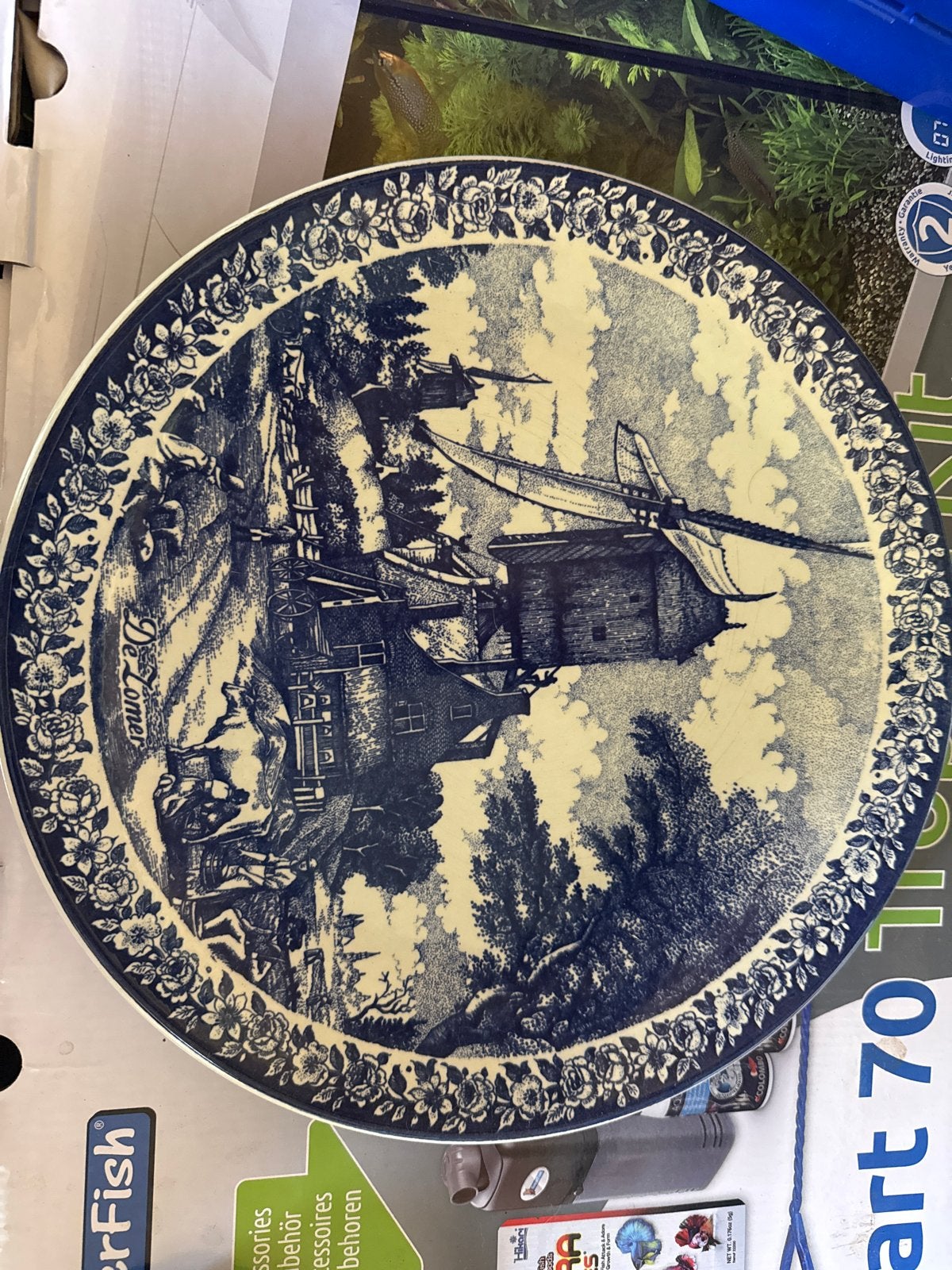 Delfts Blauw sierbord 'De Uilen' - 30cm doorsnede, Ophalen