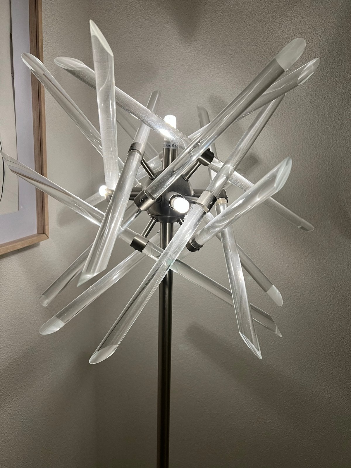 Moderne vloerlamp met glasstaven en dimmer, Ophalen, Gebruikt, 100 tot 150 cm, Glas