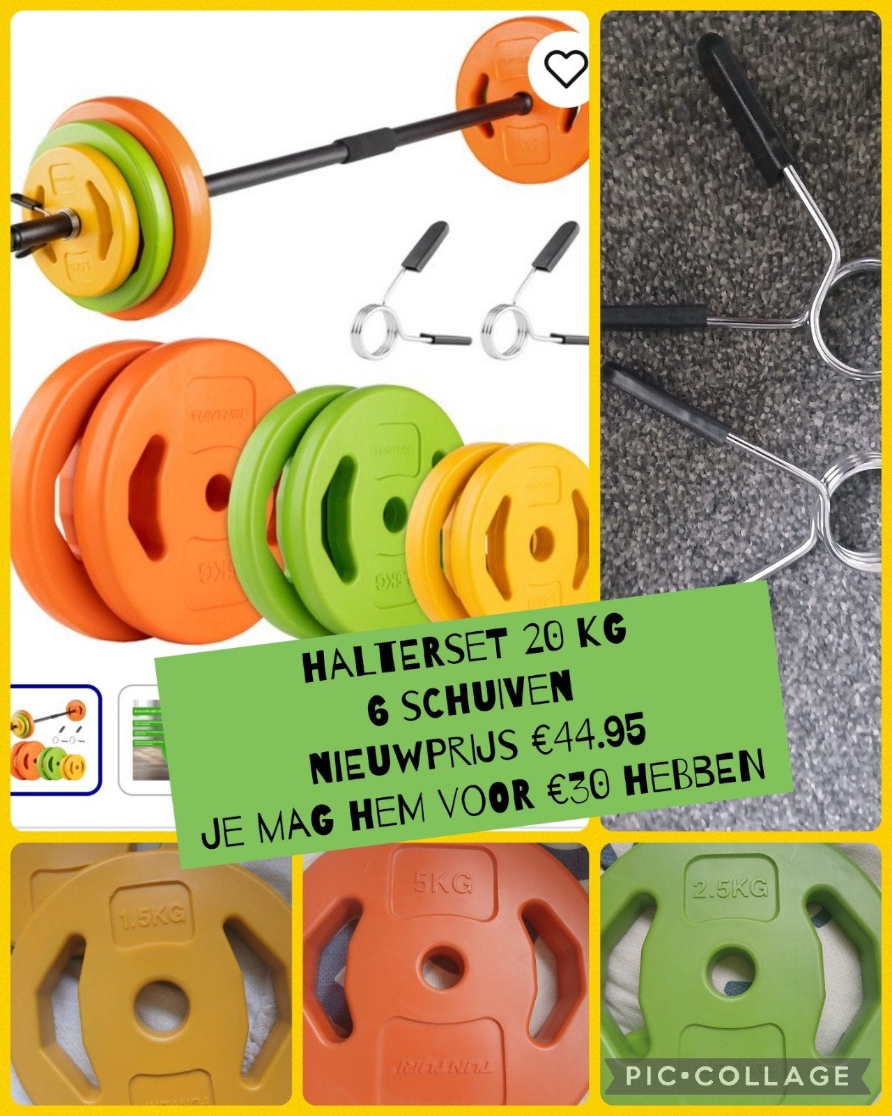 Halter met schijven 20kg totaal, Ophalen