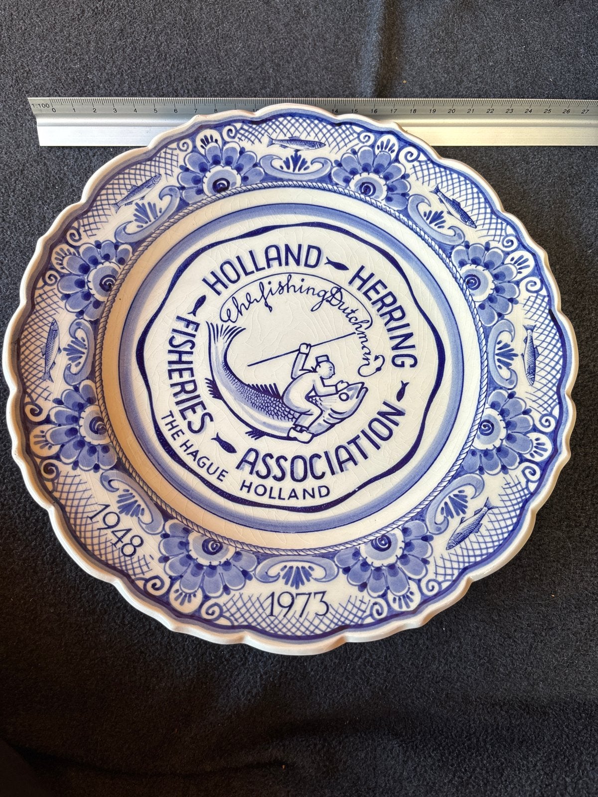 Delfts Blauw Gedenkbord Holland Herring Fisheries 1948-1973, Ophalen