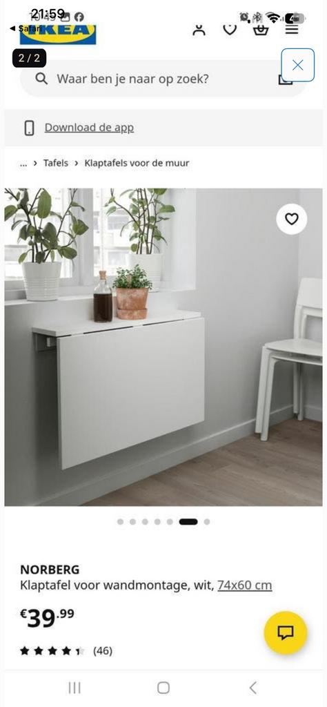 Klap tafel, Ophalen of Verzenden, Zo goed als nieuw, Rond, Minder dan 30 cm