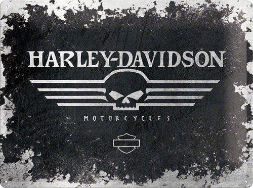 Harley Davidson Skull Metalen Wandbord Reliëf 30x40 cm, Reclamebord, Harley-Davidson, Onbekend, Nieuw