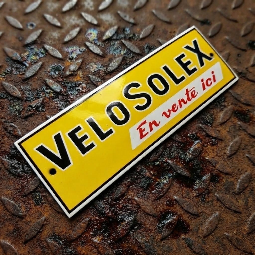 Frans Emaille Reclamebord VELOSOLEX Vintage Bromfiets Garage, Verzenden, Gebruikt, Reclamebord