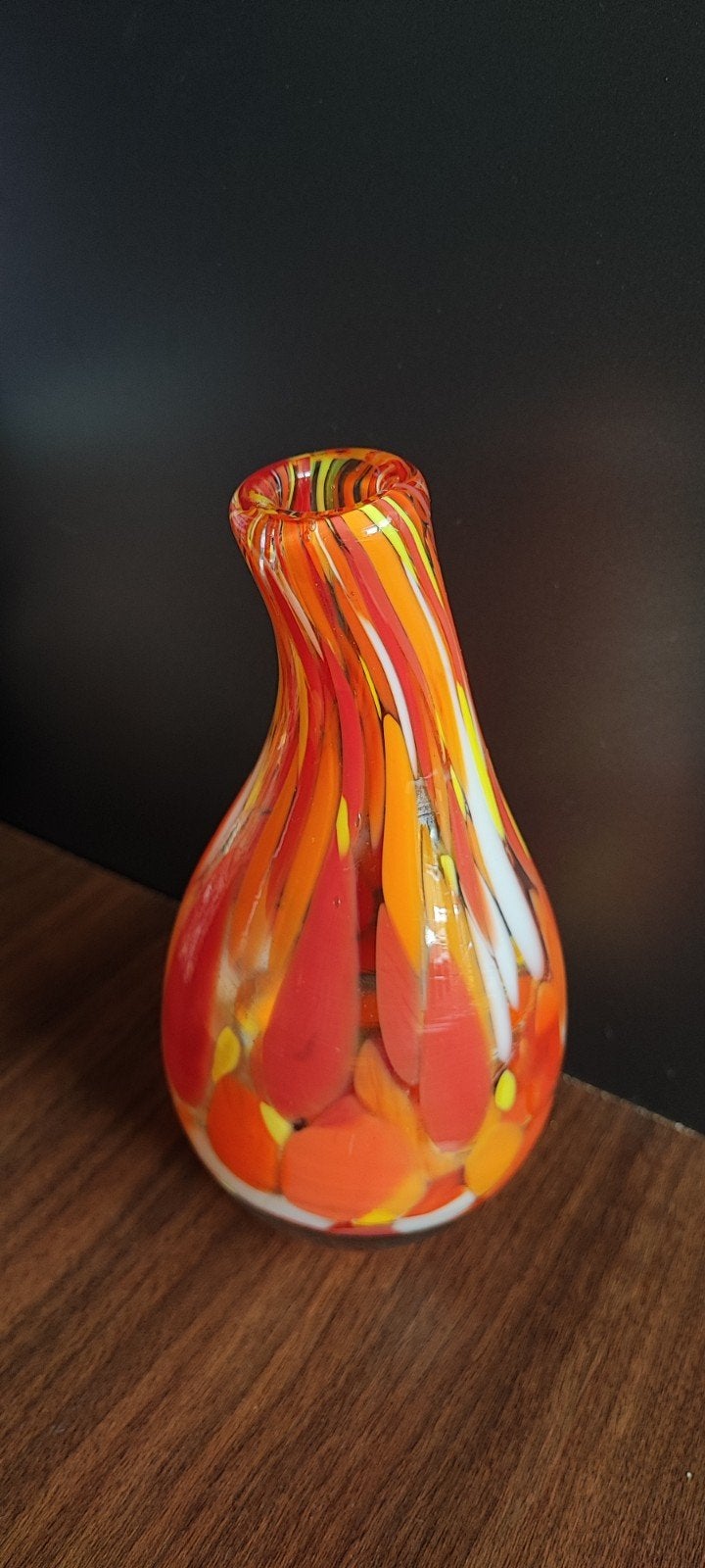 Pisa stijl art glazen vaas rood/oranje/geel, Ophalen of Verzenden