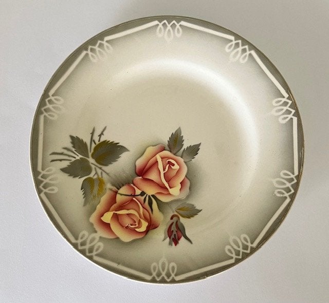 Digoin Sarreguemines Odile plat bord diner bord met rozen, Antiek en Kunst, Antiek | Servies los, Ophalen of Verzenden