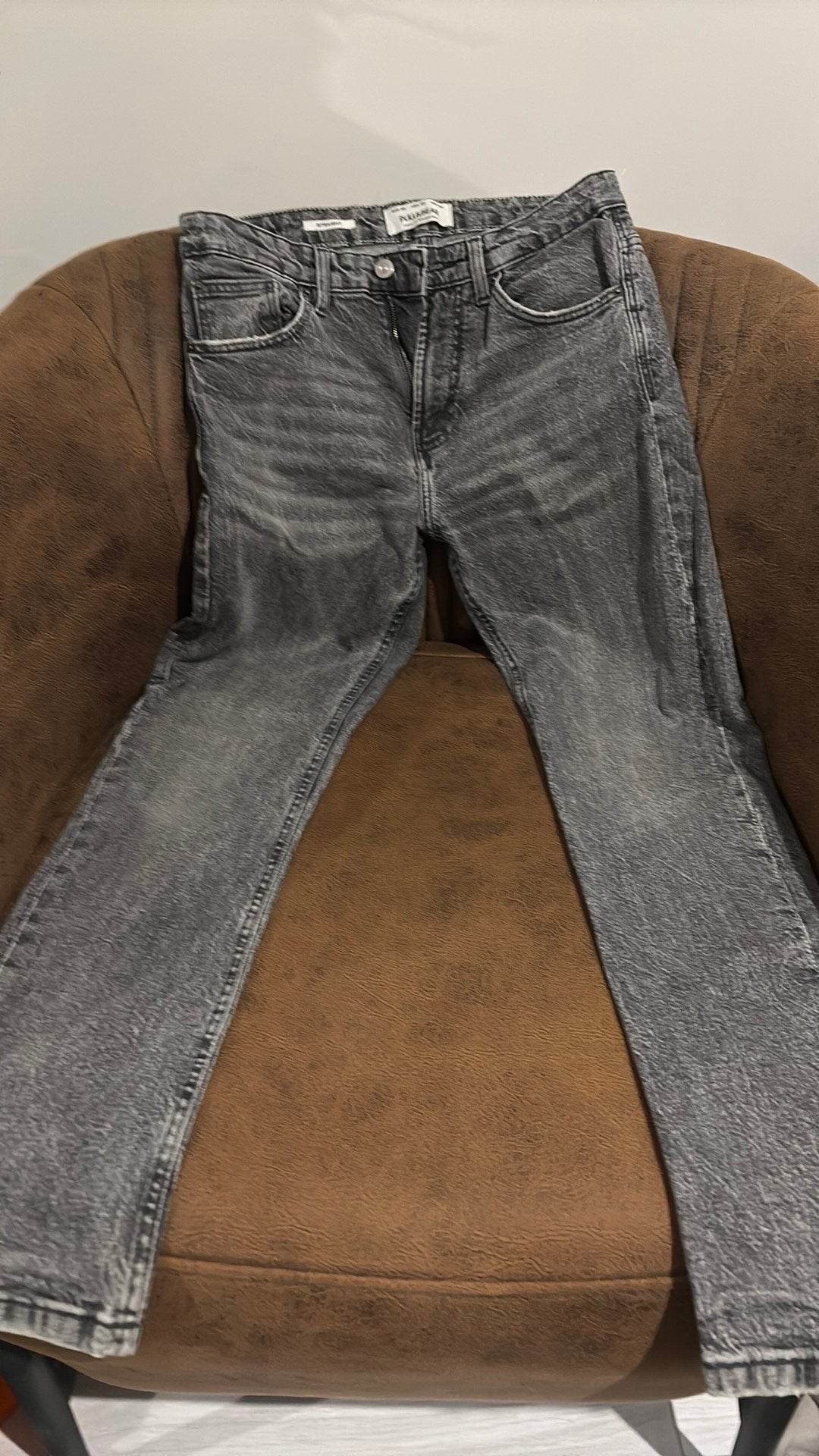 Pull&Bear Grijze Jeans / Spijkerbroek - Straight Fit, Ophalen, Zo goed als nieuw, Grijs, W32 (confectie 46) of kleiner