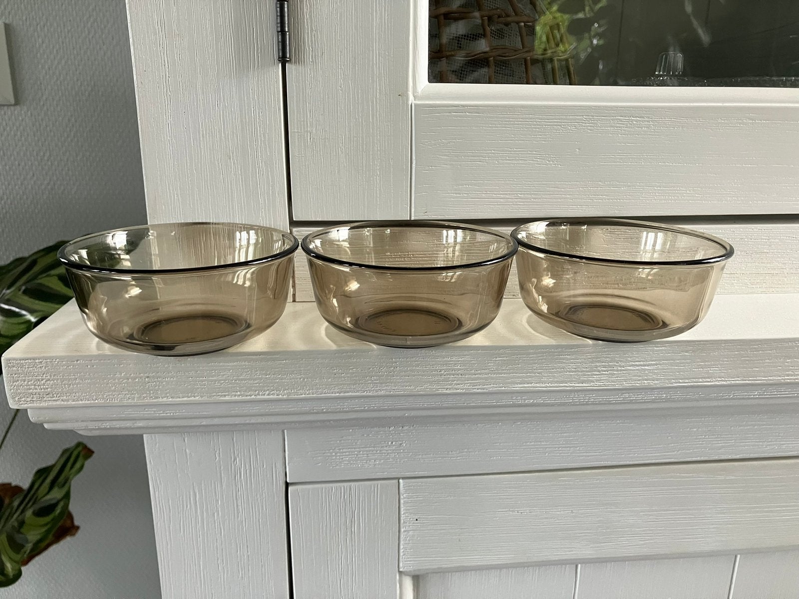 Arcoroc france schaal schaaltje drie 3 donker glas rond, Ophalen of Verzenden