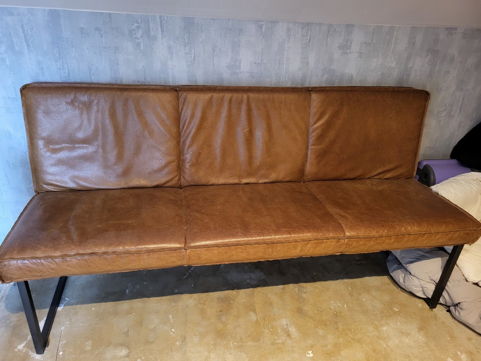 Mooie leren bank, Huis en Inrichting, Banken | Bankstellen, Ophalen, 75 tot 100 cm