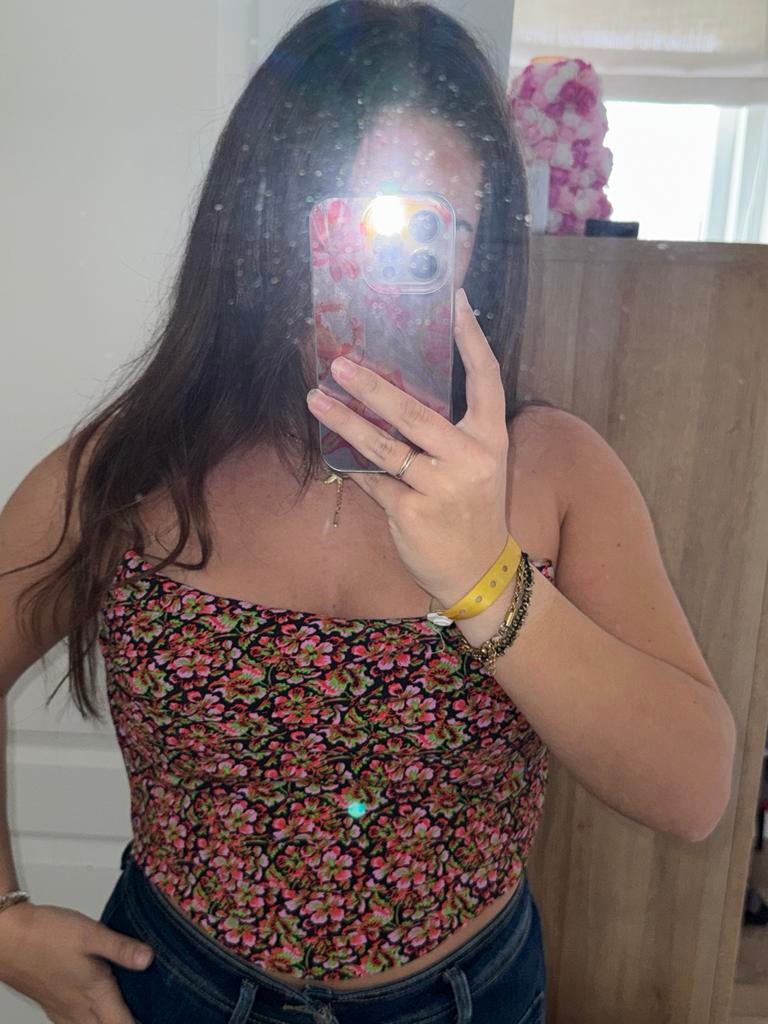 Zara korset top bloemen nieuw met kaartjes maat L, Overige kleuren, Maat 42/44 (L), Nieuw, Ophalen of Verzenden